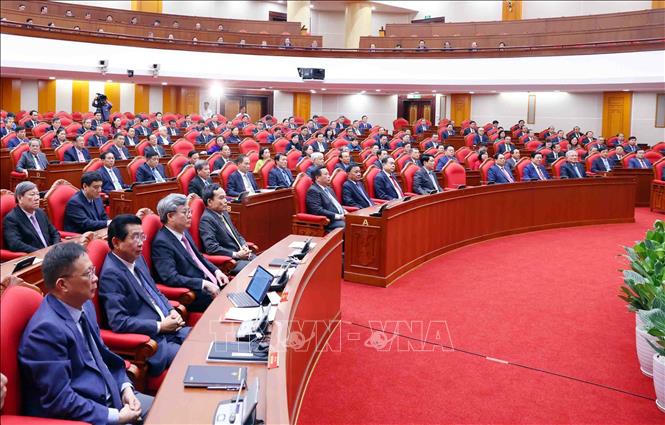 Các đại biểu tham dự bế mạc Hội nghị lần thứ mười hai Ban Chấp hành Trung ương Đảng khóa XIII. Ảnh: Phạm Kiên/TTXVN