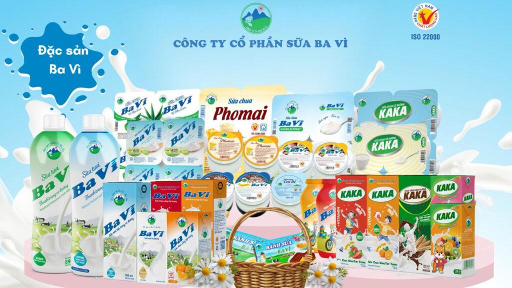 Các sản phẩm sữa Ba Vì chất lượng cao được sản xuất theo công nghệ Châu Âu tiêu chuẩn ISO 22.000-2018