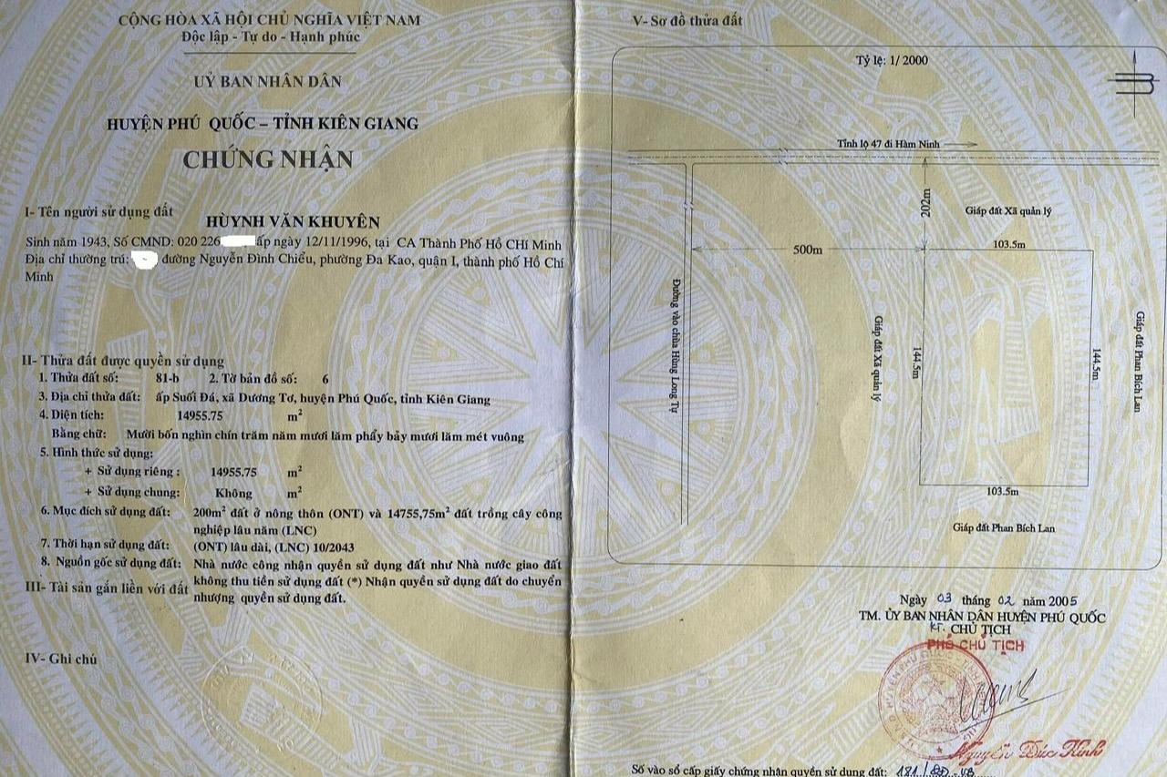 Phú Quốc (An Giang): Đất đã mua bị tuyên hủy sổ đỏ vì chưa tìm thấy hồ sơ gốc