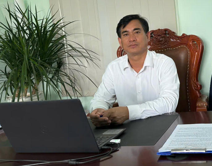Ông Nguyễn Văn Anh - Chủ tịch xã Quảng Trực chia sẻ về hoạt động của chính quyền xã sau khi sắp xếp lại.