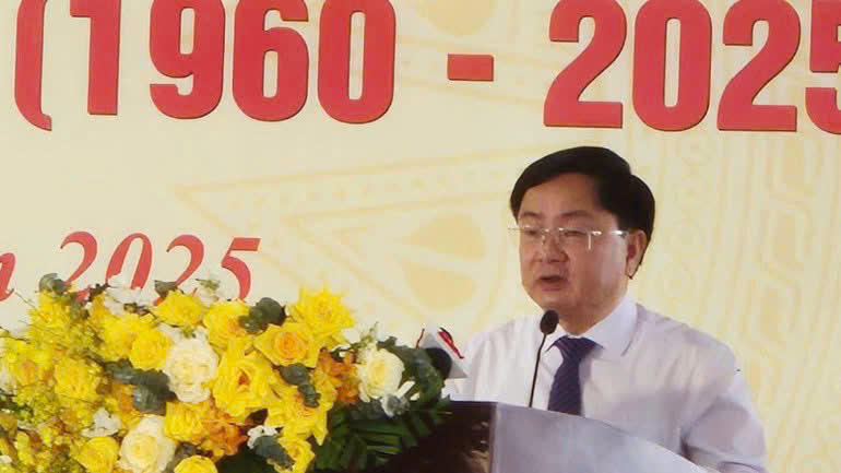 Bí thư Tỉnh ủy Tây Ninh Nguyễn Văn Quyết phát biểu tại lễ kỷ niệm.
