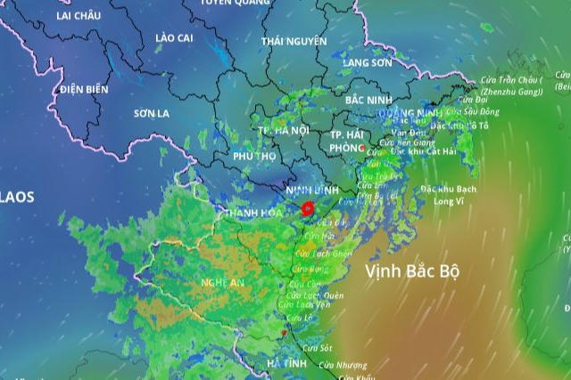 Bão số 3 giật cấp 10 trên khu vực Ninh Bình - Thanh Hoá