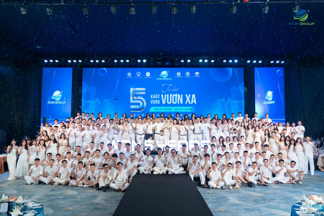 Tập thể Won Group mừng kỉ niệm 5 năm thành lập, khoảnh khắc đánh dấu hành trình đáng nhớ.