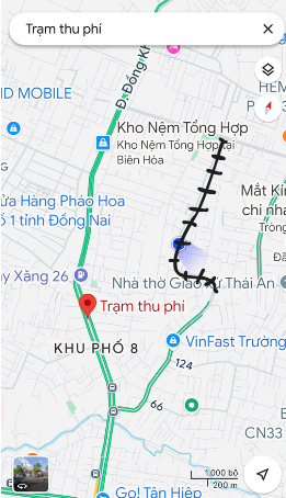 lXe tải đi vào hẻm 259 (đoạn gạch ngang) để né trạm thu phí trên đường Đồng Khởi.