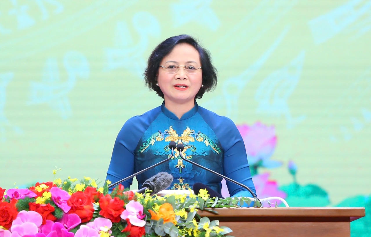 Bộ trưởng Bộ Nội vụ Phạm Thị Thanh Trà phát biểu tại sự kiện.