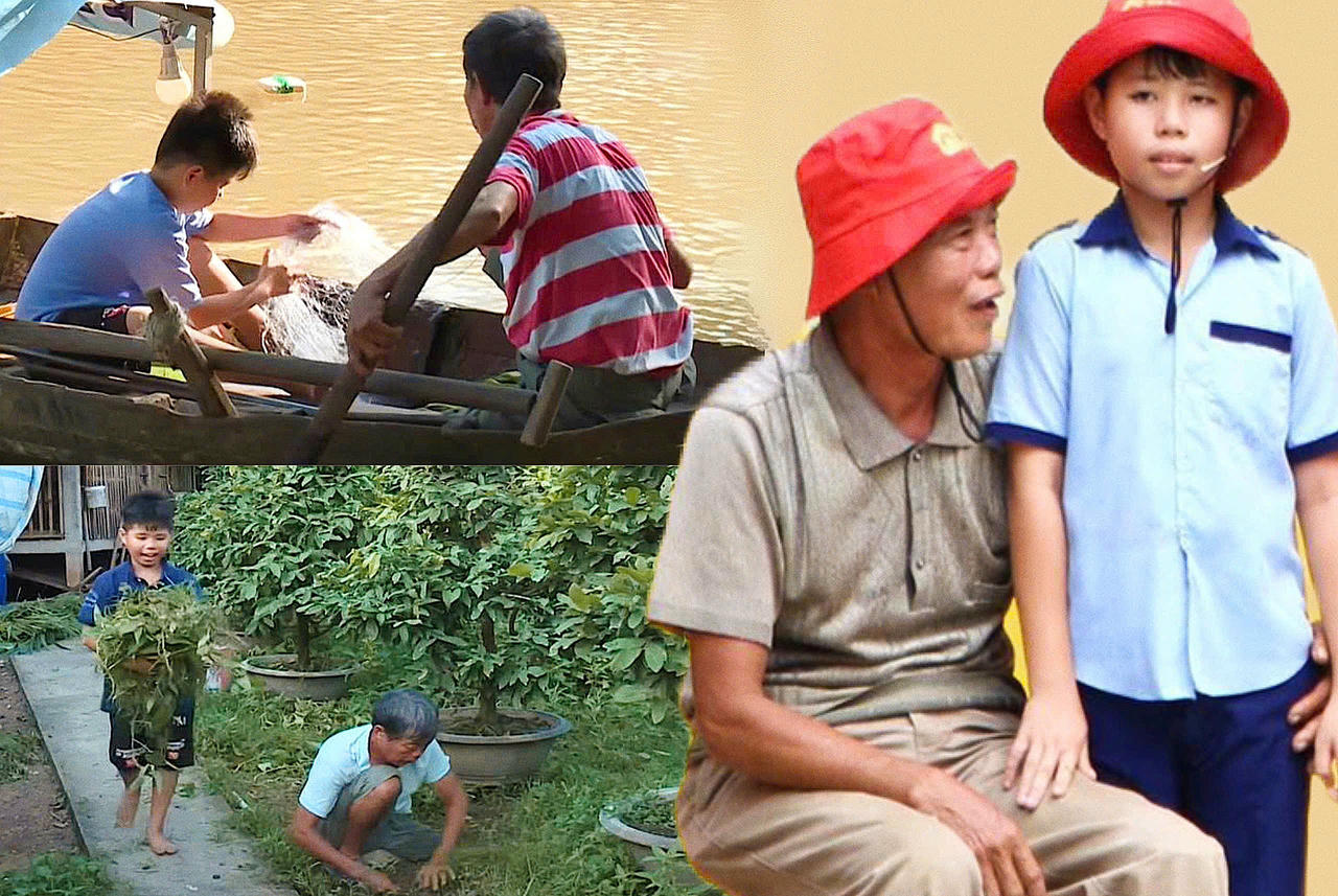 “Con thích nhất là được ăn cơm với ông bà, vì ăn cùng ông bà rất vui. Ông làm nghề thả lưới bắt cá nên ngày nào con cũng được ăn cá. Con còn đi hái rau luộc ăn cơm”, lời tâm sự mộc mạc về ông bà của cậu bé nhỏ.