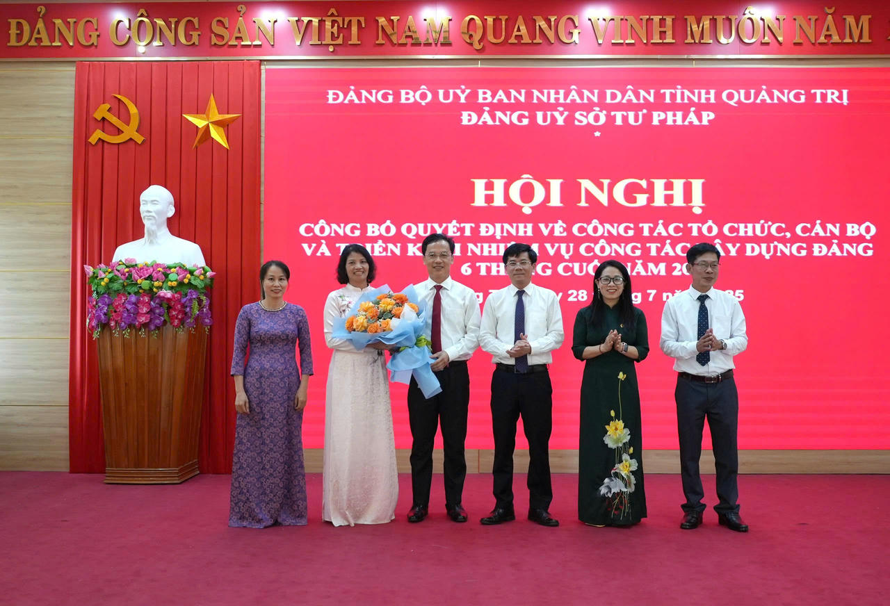 Tặng hoa cho các ủy viên Ủy ban Kiểm tra và các chức danh chủ chốt nhiệm kỳ 2025-2030.