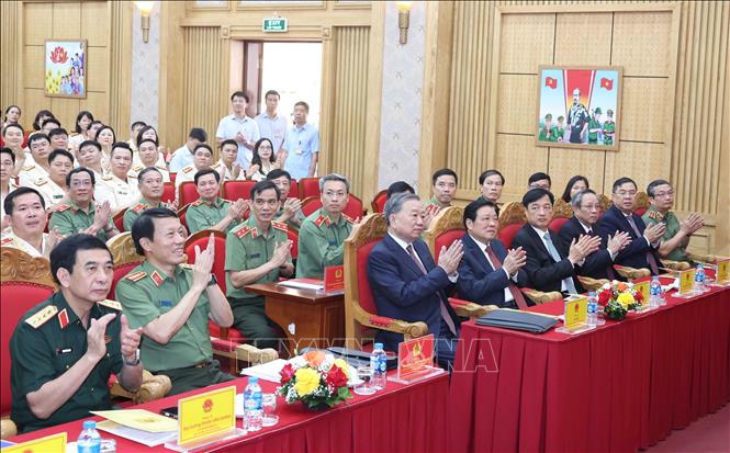 Tổng Bí thư Tô Lâm và các đại biểu dự buổi gặp mặt. Ảnh: Thống Nhất/TTXVN