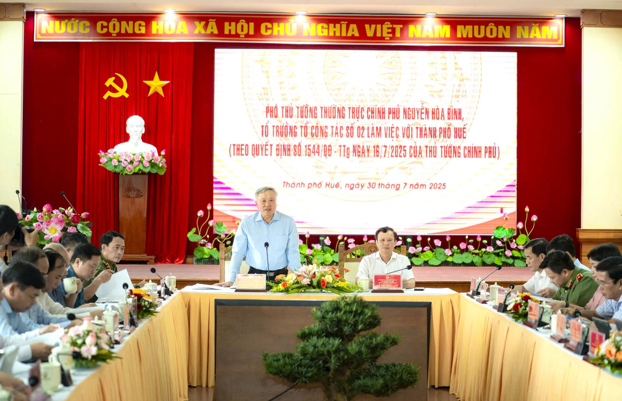 Phó Thủ tướng Thường trực Chính phủ Nguyễn Hòa Bình phát biểu tại buổi làm việc