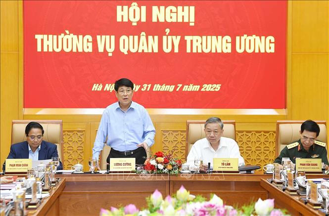 Chủ tịch nước Lương Cường phát biểu. Ảnh: TTXVN phát