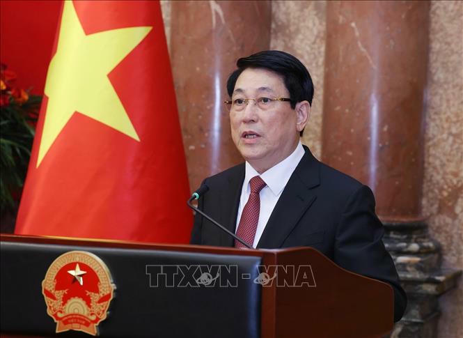 Chủ tịch nước Lương Cường phát biểu. Ảnh: Lâm Khánh/TTXVN