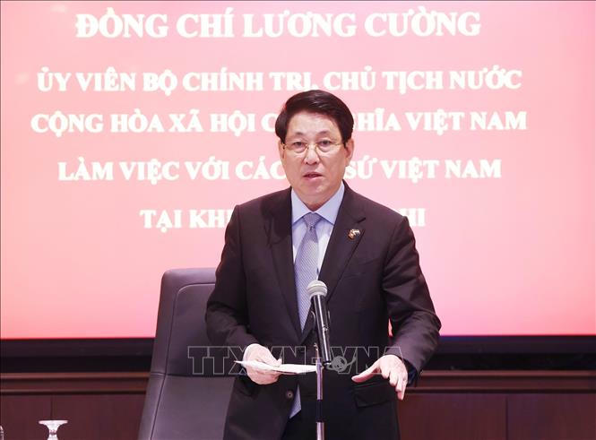 Chủ tịch nước Lương Cường phát biểu chỉ đạo. Ảnh: Lâm Khánh/TTXVN