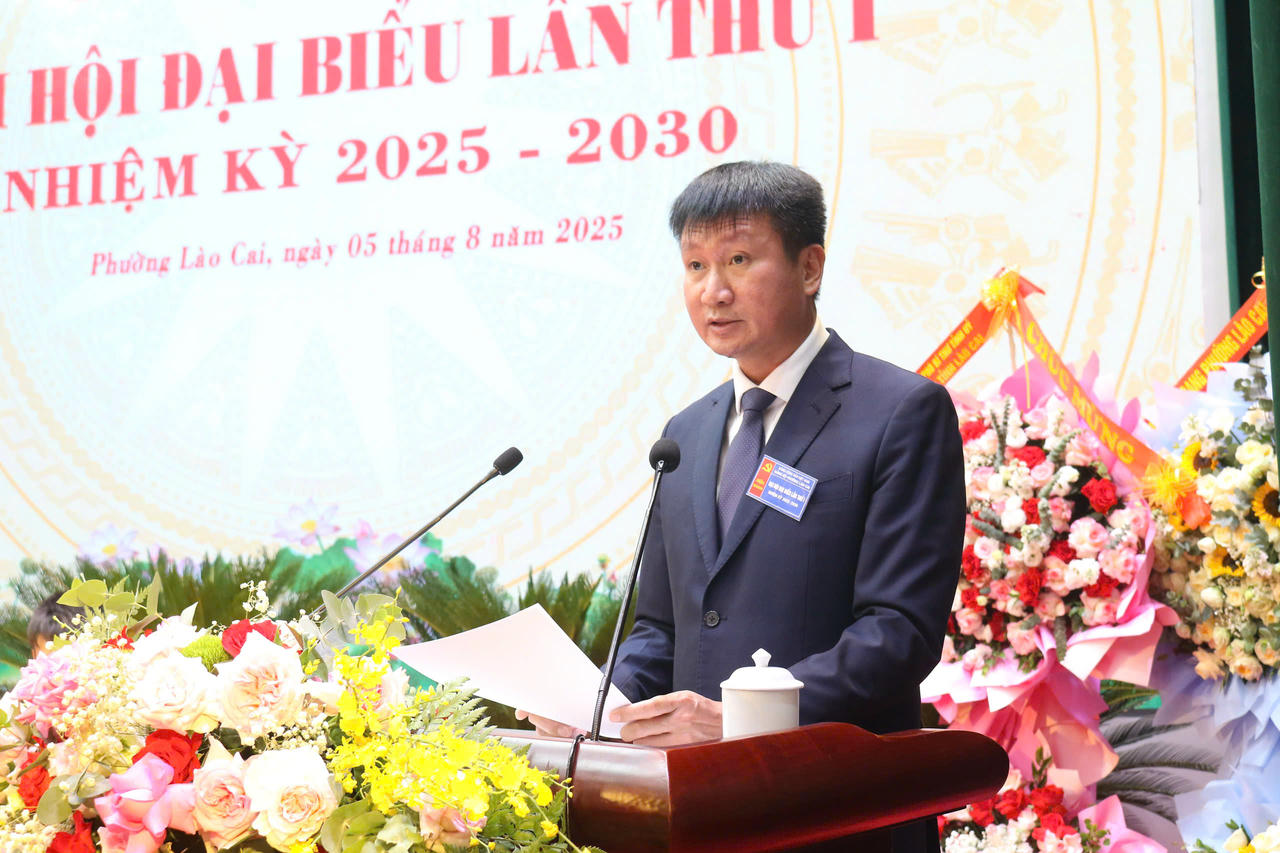 Chủ tịch UBND tỉnh Lào Cai Trần Huy Tuấn phát biểu chỉ đạo tại Đại hội