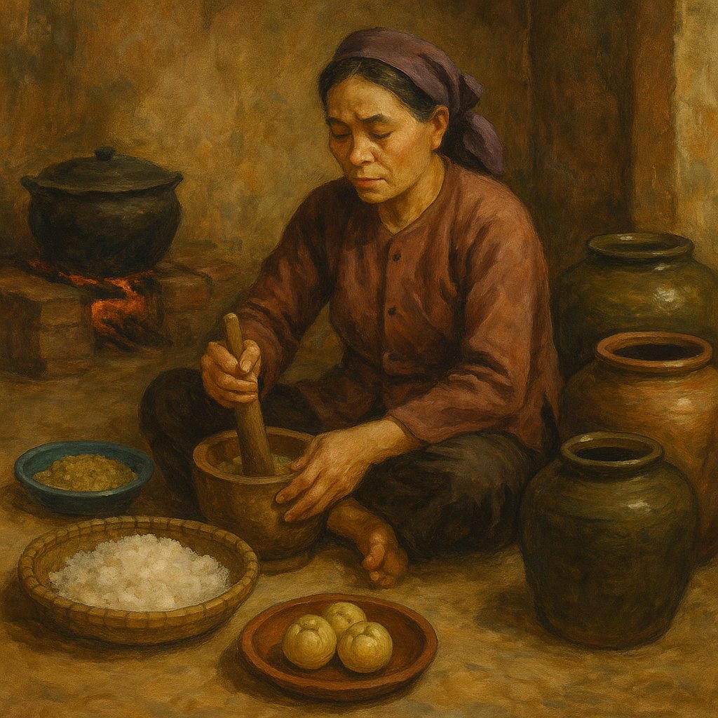 Chuẩn bị muối cá - Hình ảnh minh họa (AI tạo)