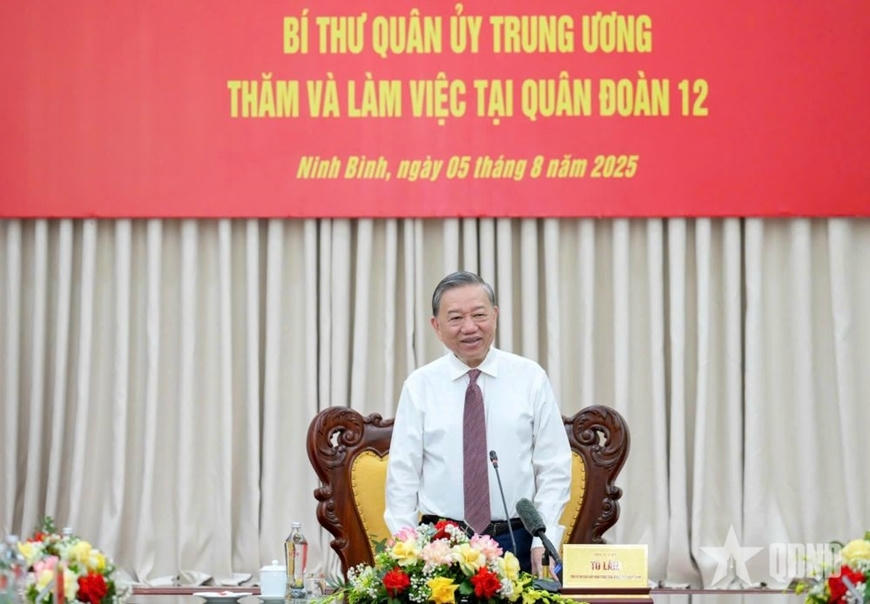 Tổng Bí thư Tô Lâm phát biểu tại buổi làm việc (Ảnh: Báo QĐND)