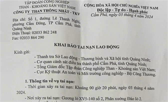 Vụ TNLĐ thương tâm khiến 4 công nhân tử vong cũng xảy ra trước đó tại Công ty này.