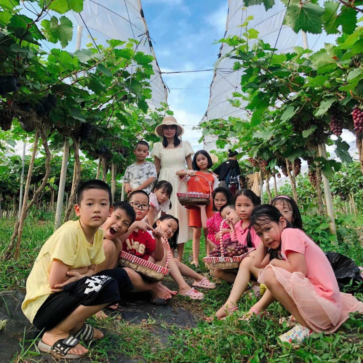 Các bạn nhỏ tham gia chương trình dã ngoại, khám phá Chimi Farm. Ảnh: NVCC