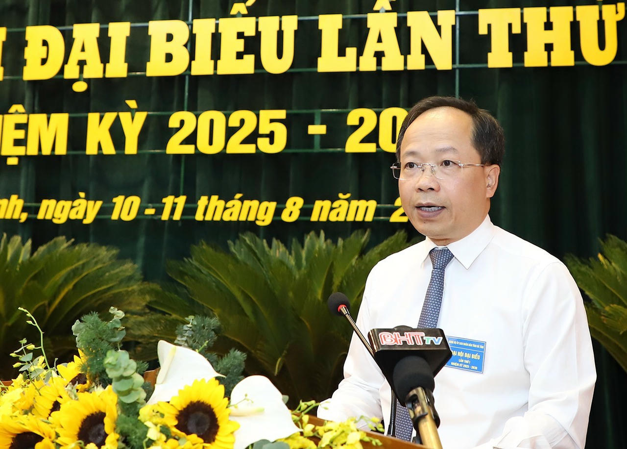 Bí thư Tỉnh ủy Hà Tĩnh Nguyễn Duy Lâm phát biểu chỉ đạo đại hội. (Ảnh trong bài: Báo Hà Tĩnh)