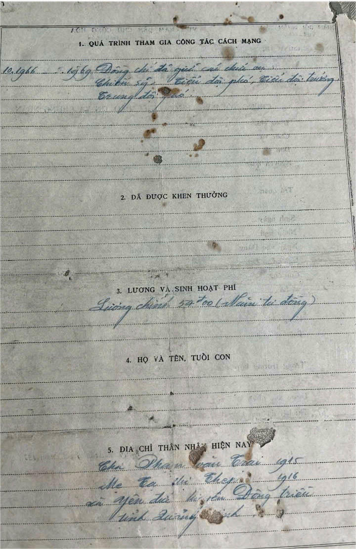 Giấy báo tử của Liệt sĩ Đương (Ảnh: BQP)