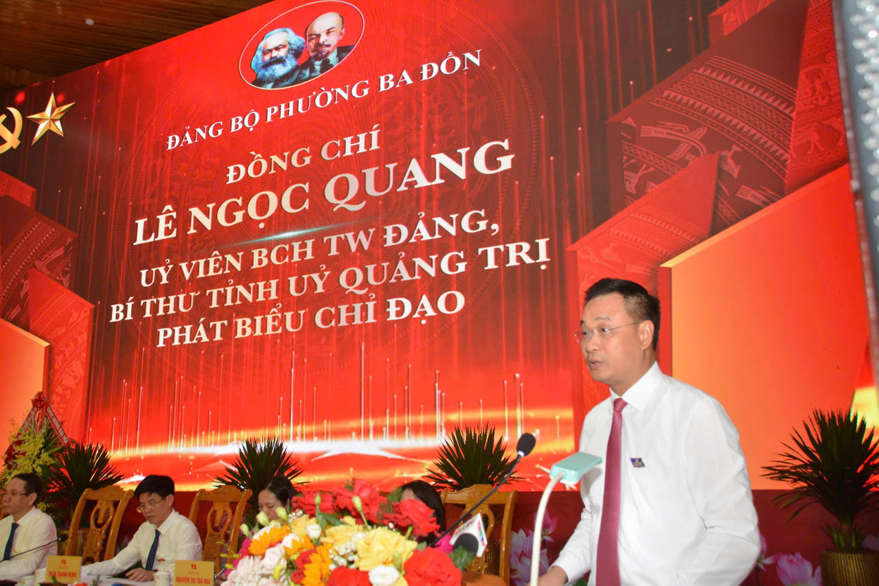 Bí thư Tỉnh ủy Quảng Trị Lê Ngọc Quang phát biểu chỉ đạo tại Đại hội.