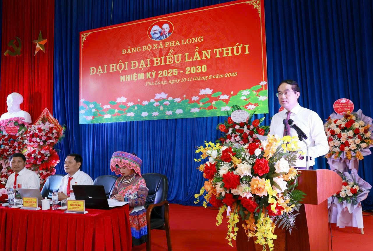 Bí thư Tỉnh ủy Lào Cai Trịnh Xuân Trường phát biểu chỉ đạo tại Đại hội.