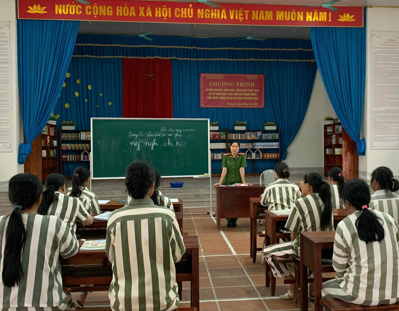 Bên trong lớp học cho phạm nhân tại Trại giam Phú Sơn 4.