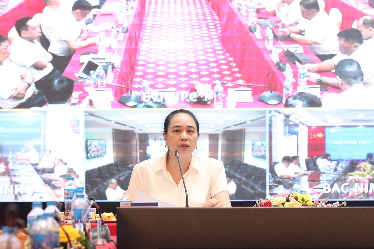 Chủ tịch EVNNPC Đỗ Nguyệt Ánh phát biểu tại hội nghị