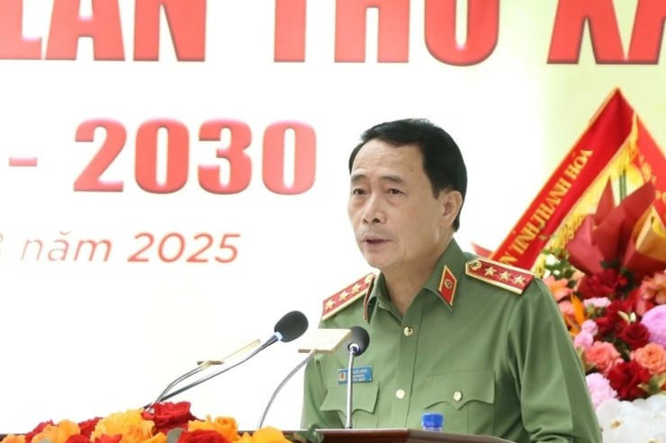 Thứ trưởng Bộ Công an Lê Quốc Hùng phát biểu tại Đại hội.