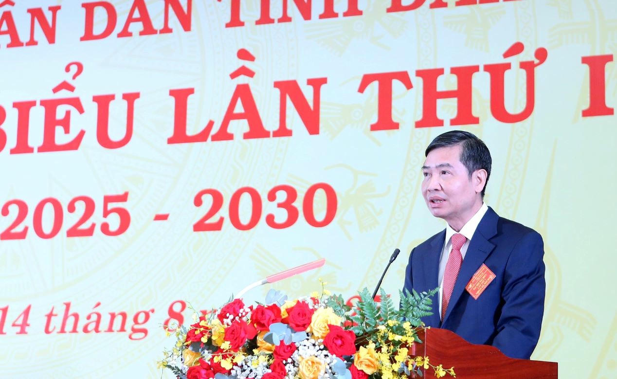 Ông Tạ Anh Tuấn - Phó Bí thư Tỉnh ủy, Chủ tịch UBND tỉnh Đắk Lắk phát biểu tại Đại hội. (Ảnh Tuấn Hải)
