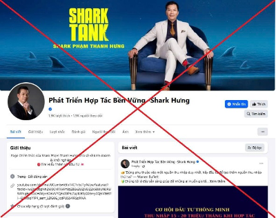 Một trang facebook mạo danh ông Phạm Thành Hưng (Shark Hưng) - Ảnh: Công an TP Hà Nội