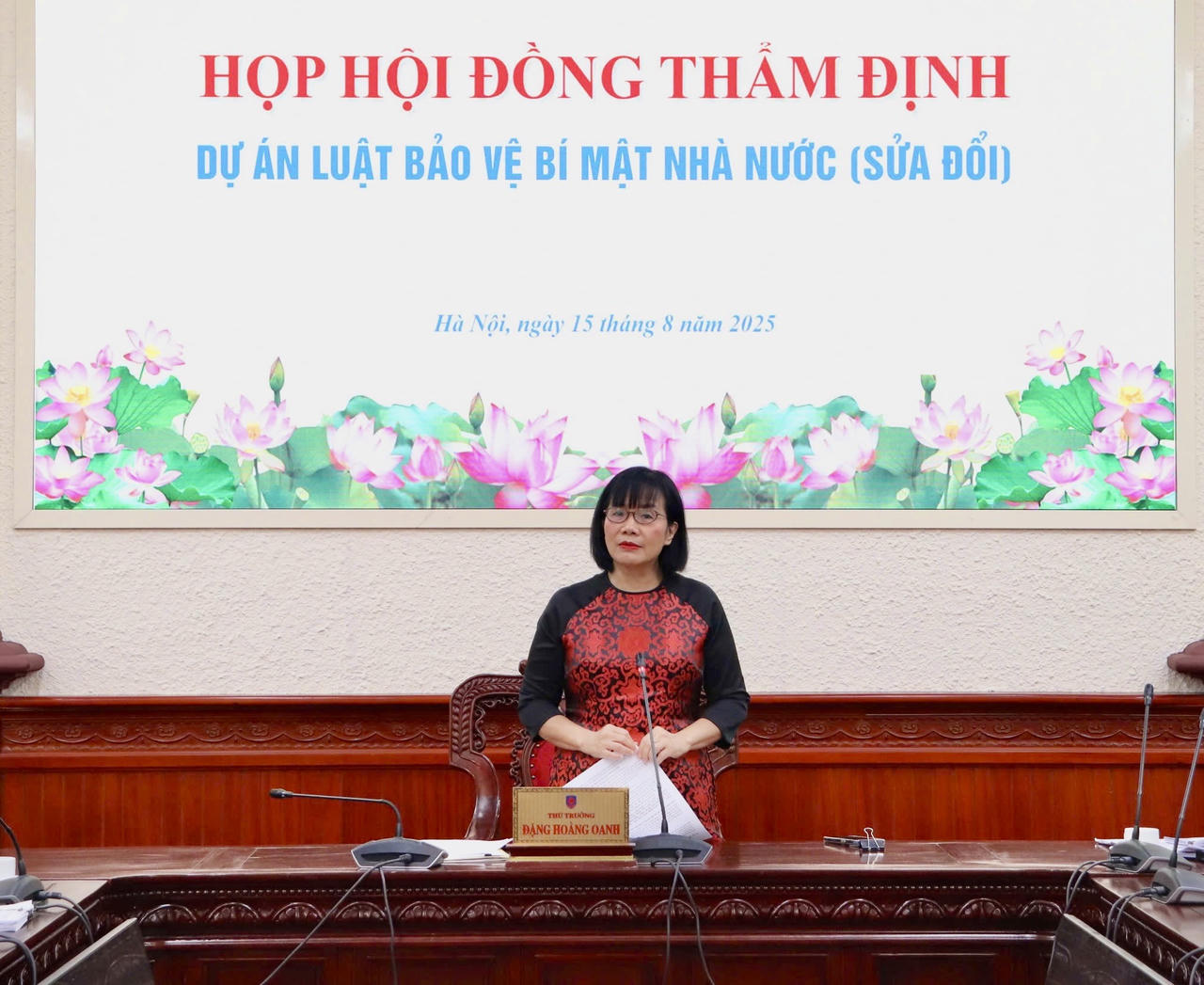 Thứ trưởng Đặng Hoàng Oanh phát biểu kết luận thẩm định
