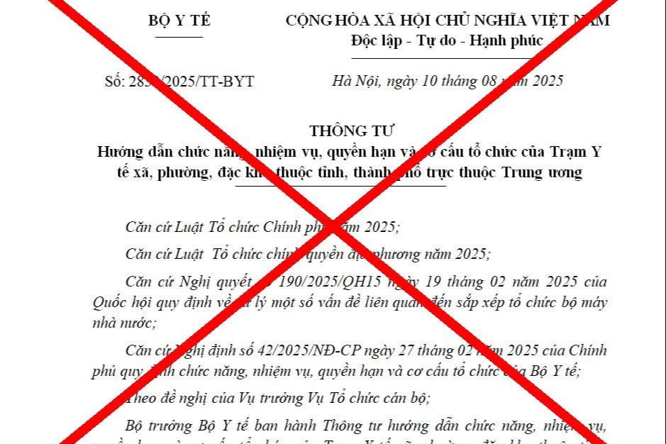 Bộ Y tế cảnh báo về văn bản giả mạo liên quan chức năng, nhiệm vụ của Trạm Y tế xã, phường