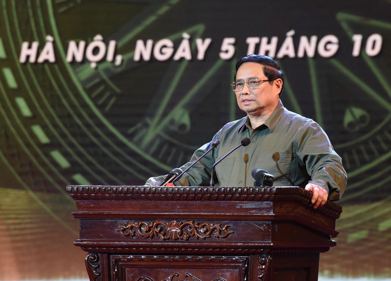 Thủ tướng Phạm Minh Chính phát biểu tại Chương trình phát động hỗ trợ xóa nhà tạm, nhà dột nát trên phạm vi cả nước với chủ đề 