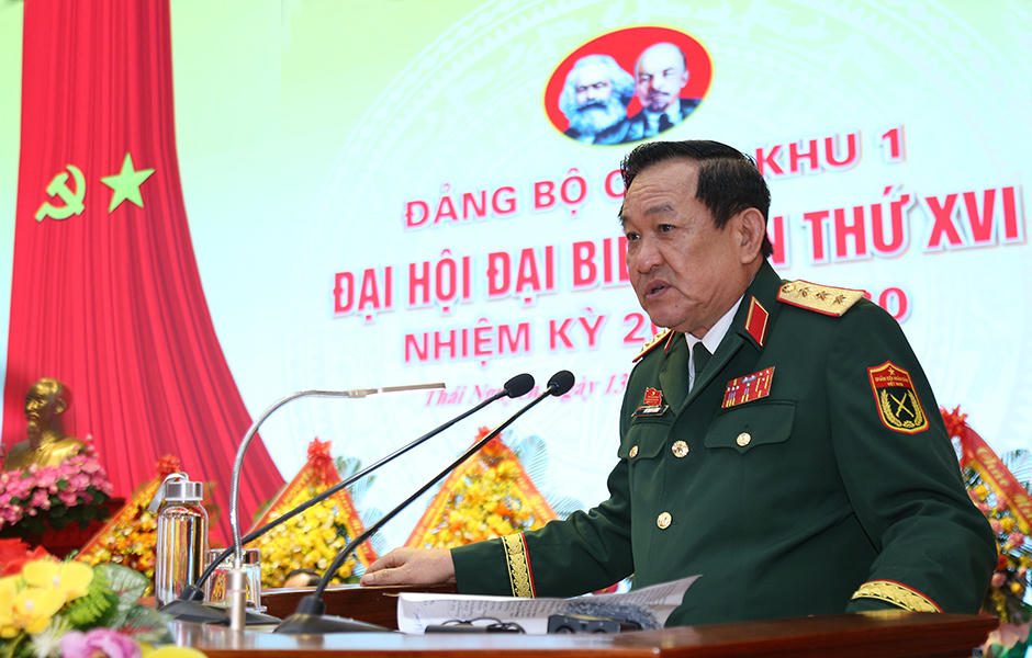 Thượng tướng Võ Minh Lương, Thứ trưởng Bộ Quốc phòng phát biểu chỉ đạo tại Đại hội.