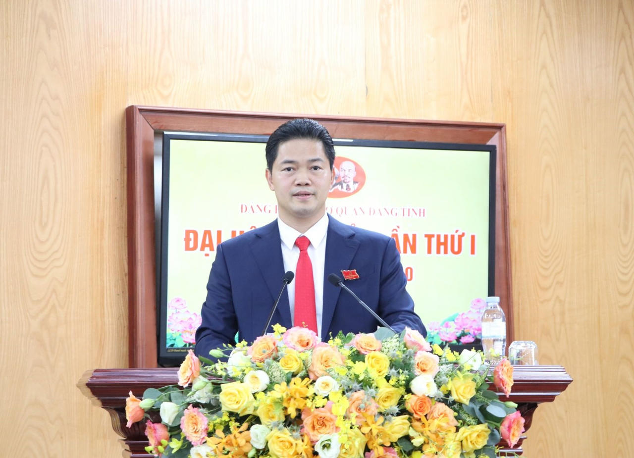 Ông Vũ Mạnh Hà,  Phó Bí thư Thường trực Tỉnh ủy, Bí thư Đảng ủy các cơ quan Đảng tỉnh khai mạc Đại hội.