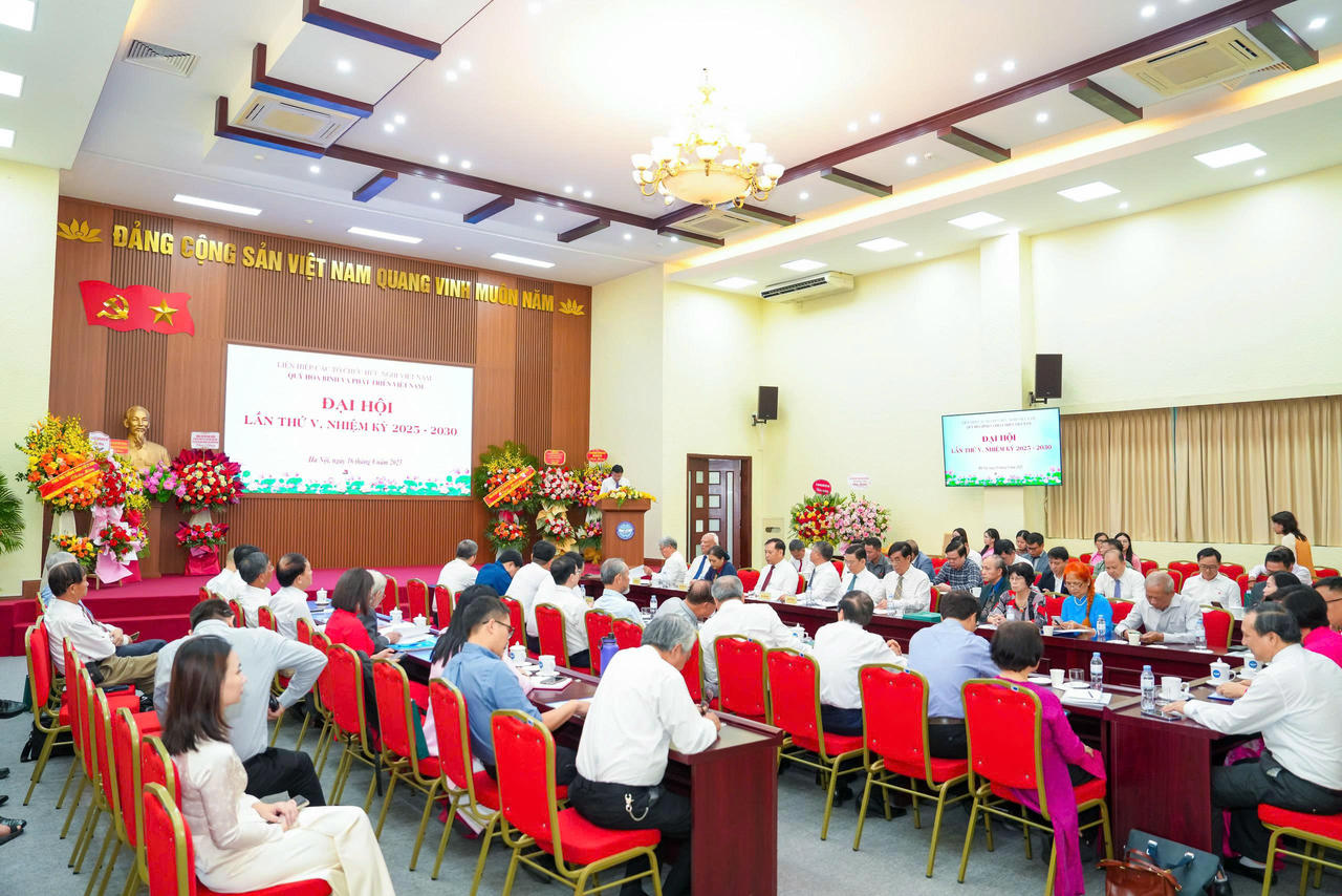 Toàn cảnh Đại hội lần thứ V nhiệm kỳ 2025-2030 của Quỹ Hòa bình và Phát triển Việt Nam.
