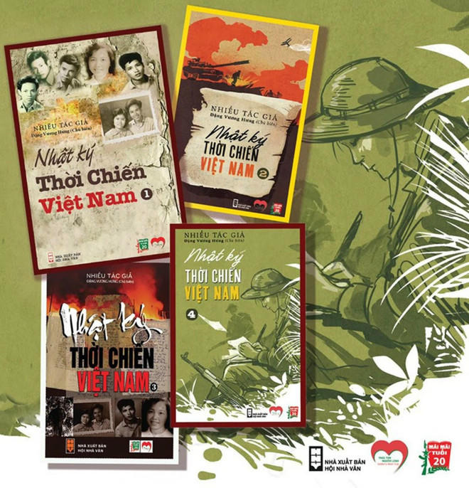 Bộ sách “Nhật ký thời chiến Việt Nam” gồm 4 cuốn, với hơn 5.000 trang in là một công trình tiêu biểu của Tủ sách “Mãi mãi tuổi 20.” (Ảnh: BTC)