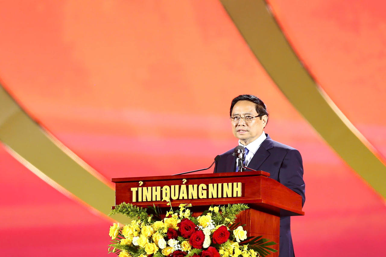 Ủy viên Bộ Chính trị, Thủ tướng Chính phủ Phạm Minh Chính phát biểu tại buổi Lễ