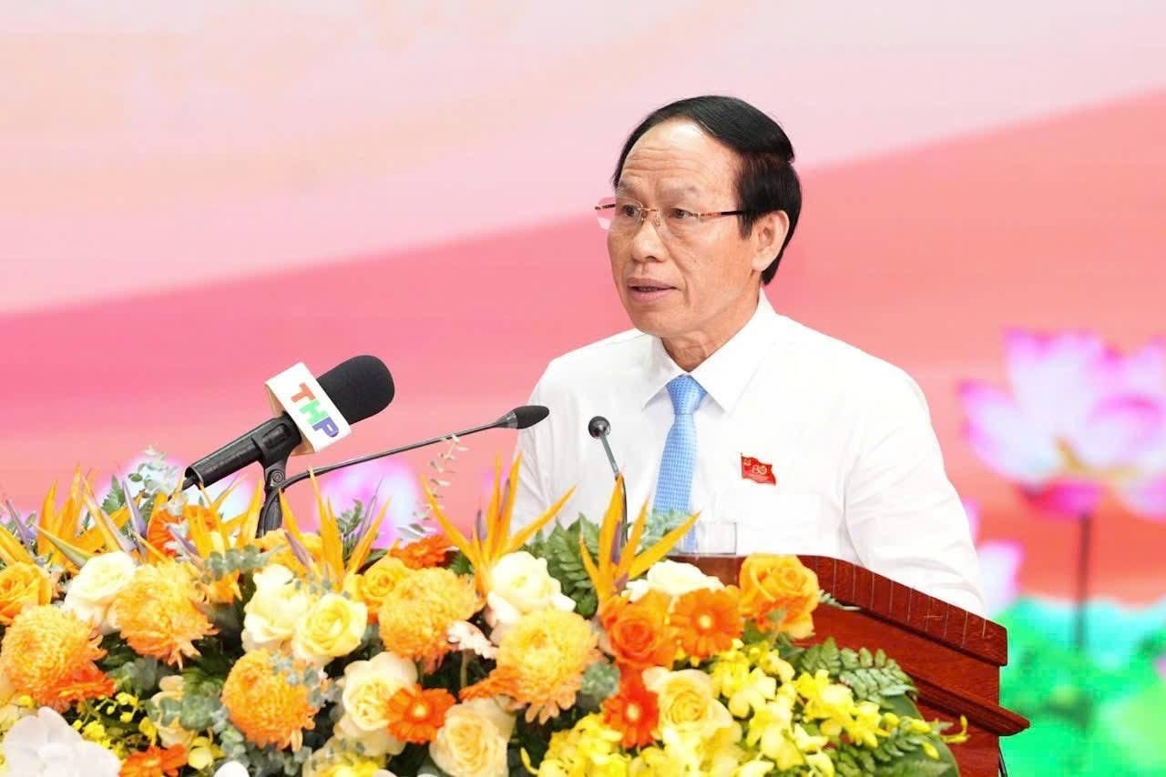 Ủy viên Trung ương Đảng, Bí thư Thành ủy, Trưởng Đoàn ĐBQH TP Hải Phòng Lê Tiến Châu phát biểu tại buổi Lễ.