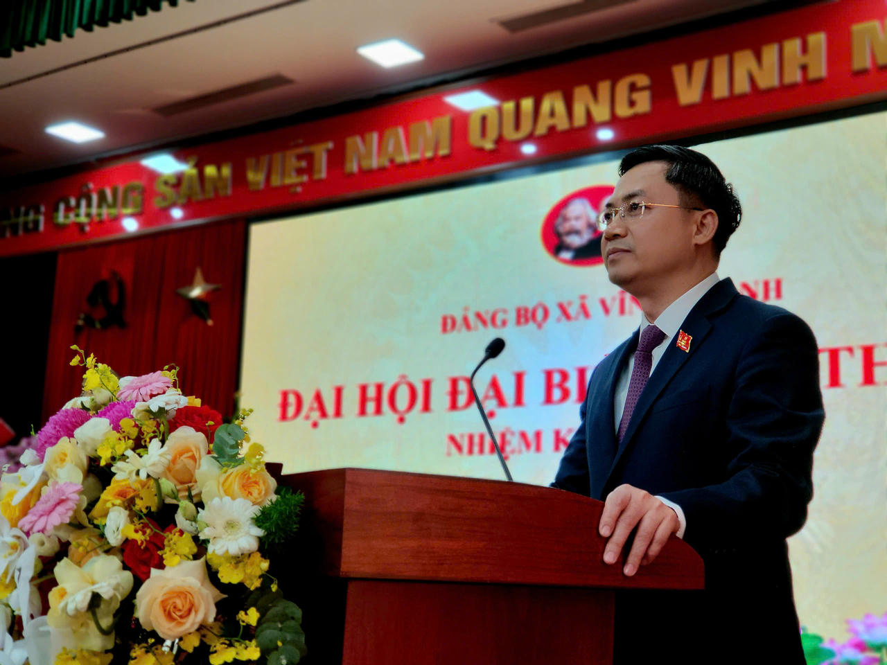 Đồng chí Hà Minh Hải - Trưởng Ban tổ chức Thành ủy Hà Nội phát biểu tại Đại hội.