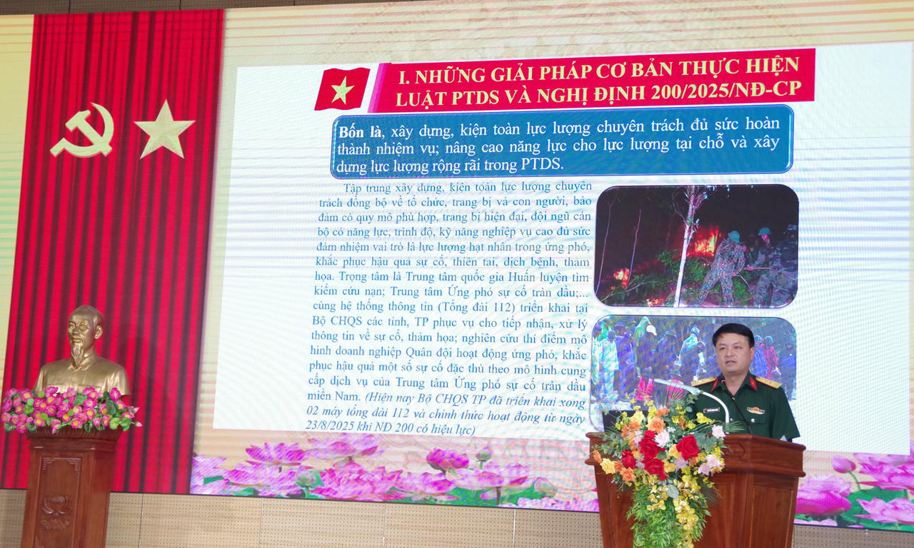 Tập huấn các nội dung luật phòng thủ dân sự.