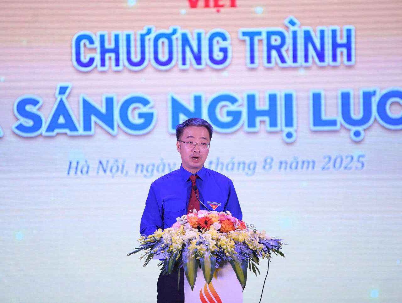 Ông Nguyễn Tường Lâm, Bí thư Trung ương Đoàn, Chủ tịch Trung ương Hội LHTN Việt Nam phát biểu tại chương trình (Ảnh: Đ.Hải)
