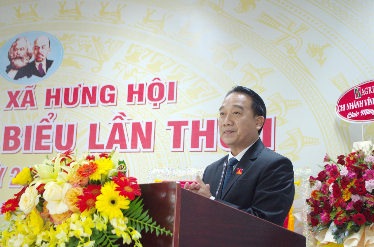 Ông Từ Minh Phúc – Bí thư Đảng ủy xã Hưng Hội, phát biểu bế mạc Đại hội.