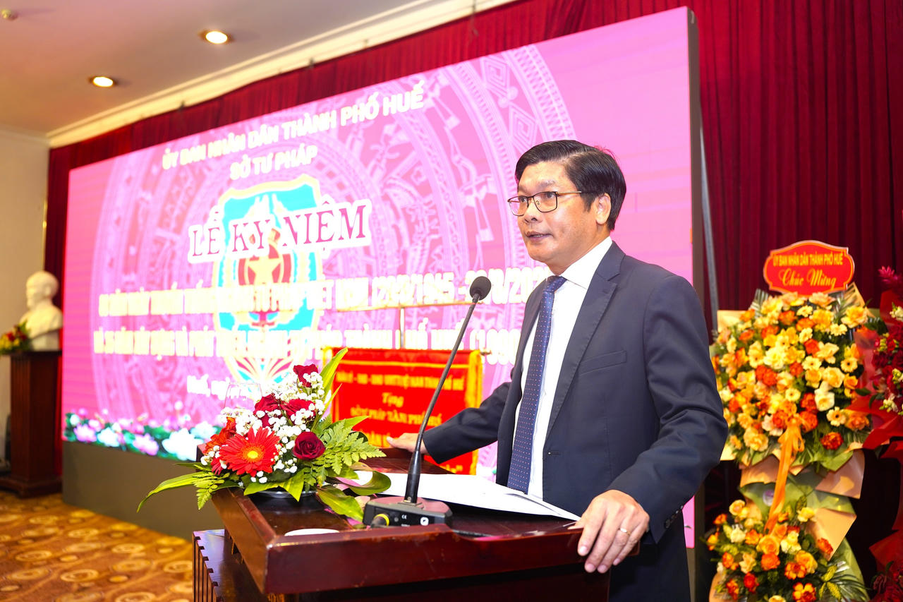 Phó Chủ tịch UBND TP Huế Nguyễn Chí Tài phát biểu tại lễ kỷ niệm