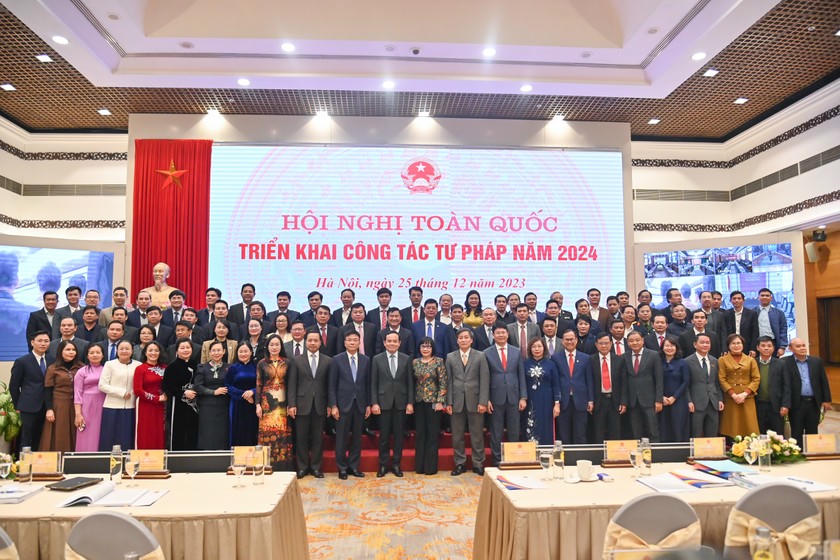 Các đại biểu dự Hội nghị toàn quốc triển khai công tác tư pháp năm 2024. Ảnh: VGP