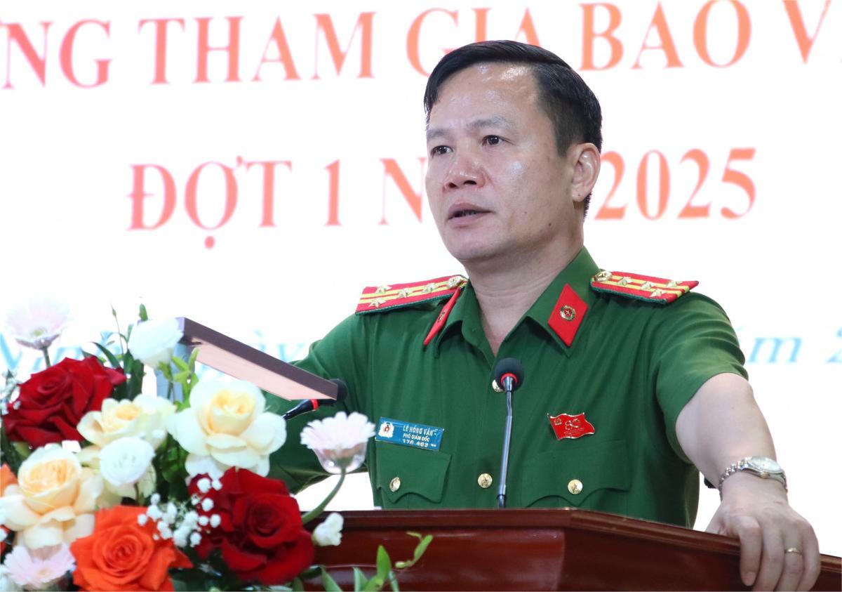 Đại tá Lê Hồng Vân – Phó Giám đốc Công an tỉnh Quảng Ninh phát biểu tại lễ khai giảng