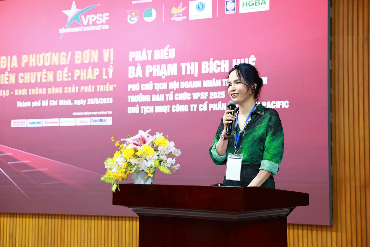 Bà Phạm Thị Bích Huệ - Phó Chủ tịch Hội Doanh nhân trẻ Việt Nam.