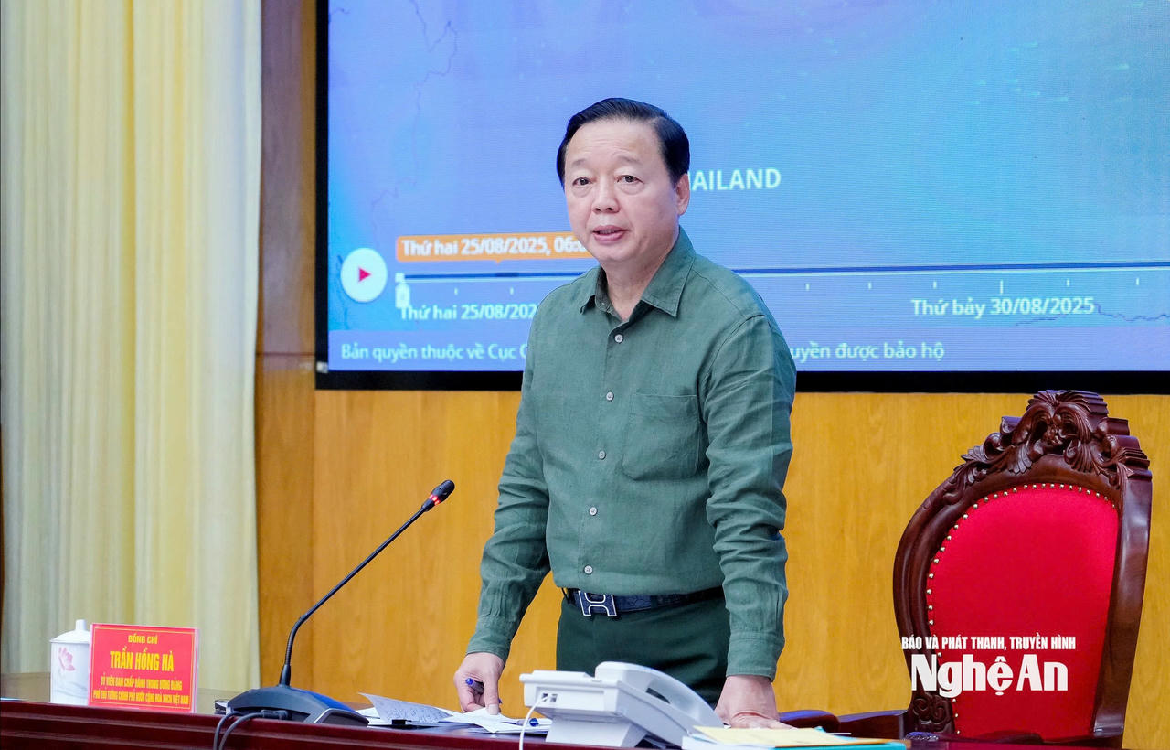 Phó Thủ tướng Trần Hồng Hà trực tiếp chỉ đạo công tác phòng, chống bão số 5 tại Nghệ An và Hà Tĩnh 
