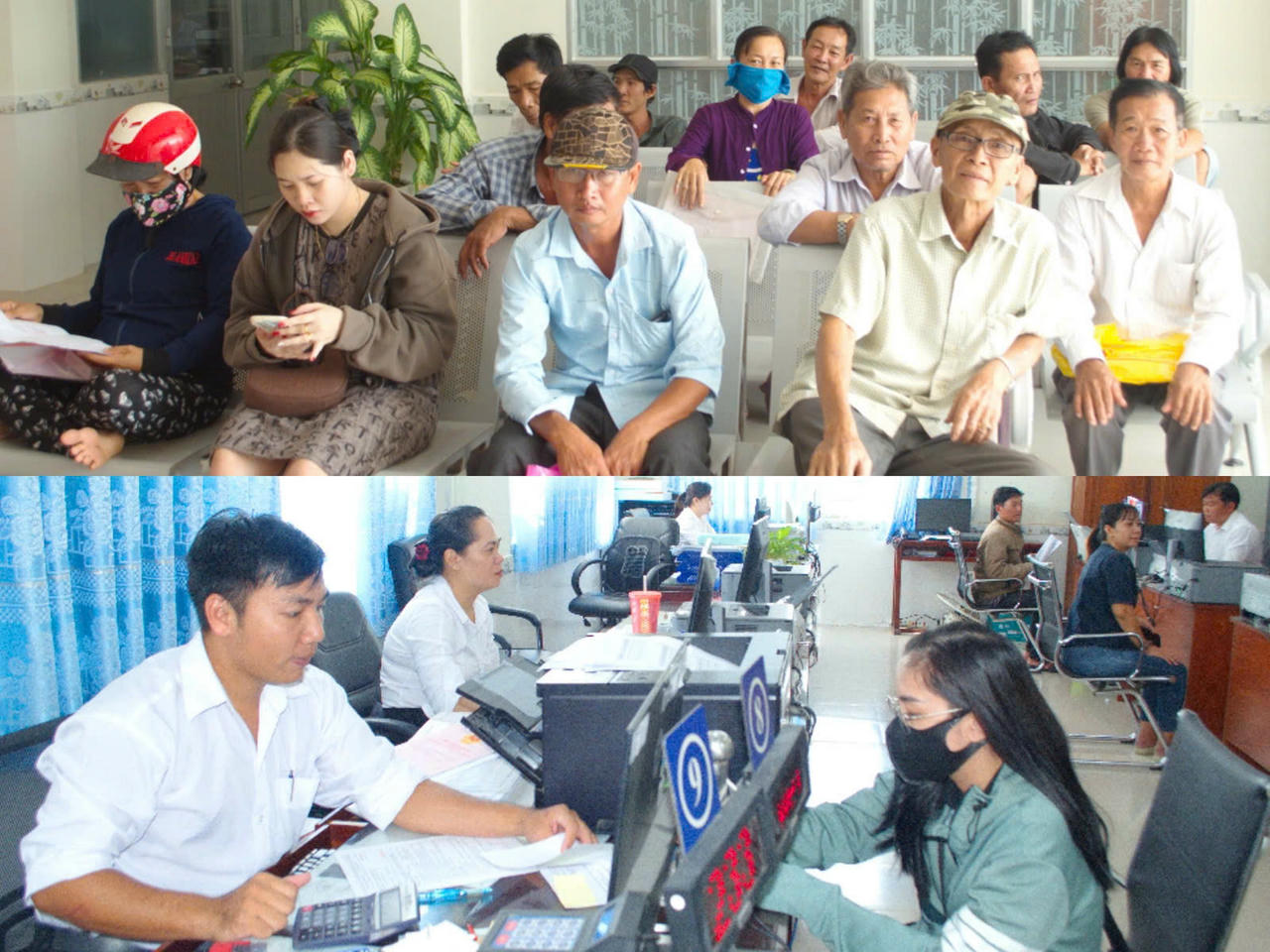 Người dân đến Trung tâm Phục vụ hành chính công xã Vĩnh Lợi để giải quyết thủ tục hành chính.