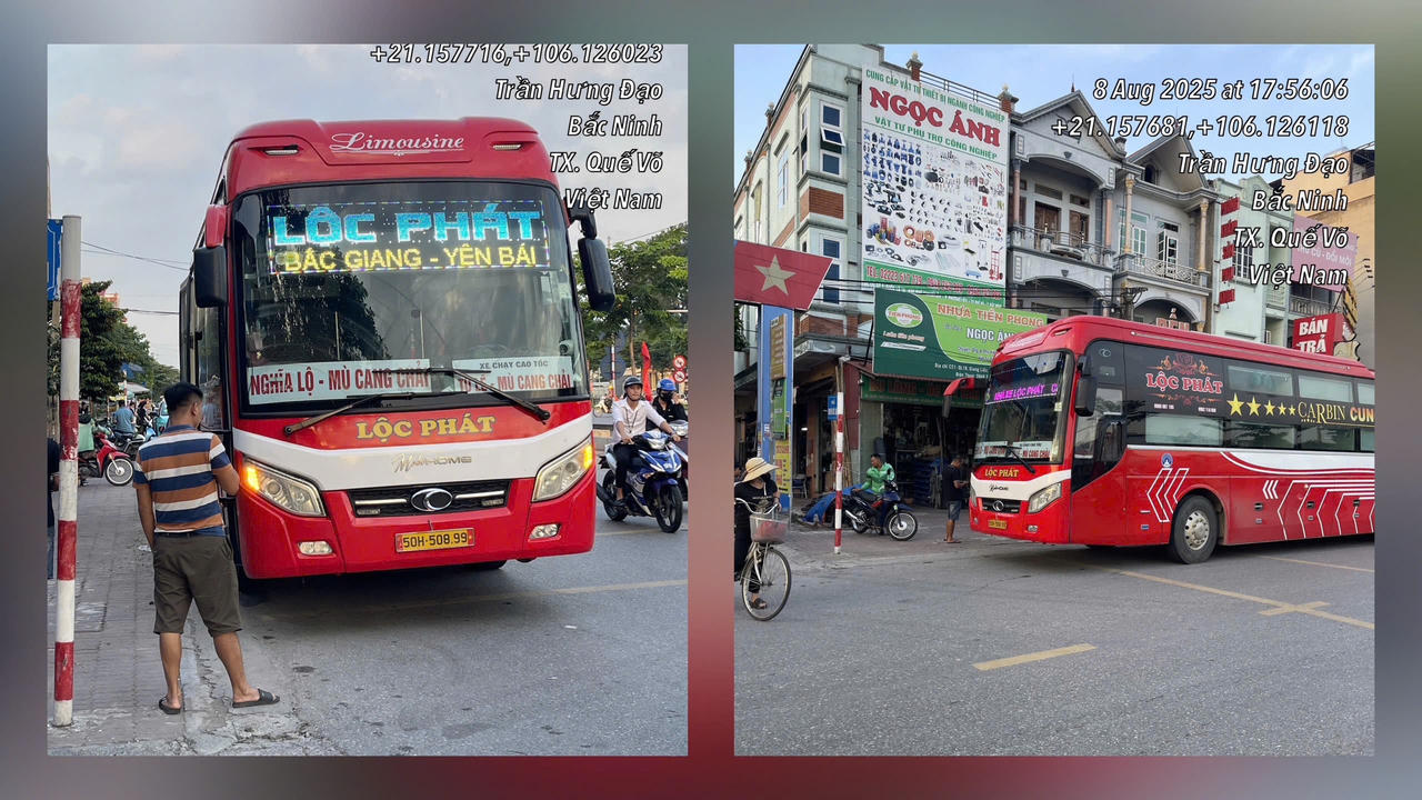 Xe khách 50H-508.99 ngang nhiên treo biển xe chạy tuyến cố định chờ đón khách tại phường Phương Liễu, tỉnh Bắc Ninh ngày 8/8/2025.